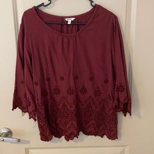 3/4 sleeve cutout shirt